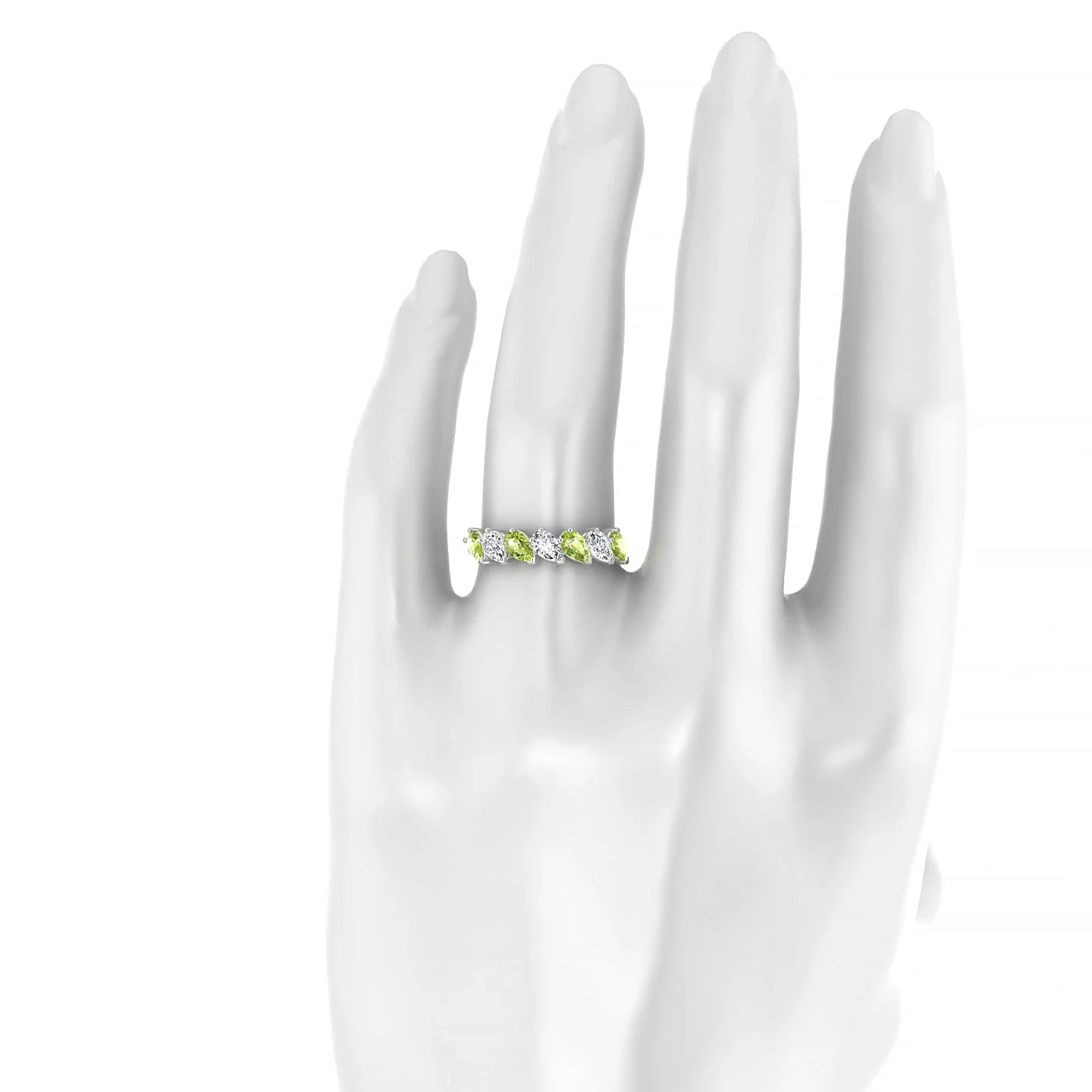 Rain | 18k White Gold 5 x 3 mm Pear Peridot & Diamond Ring