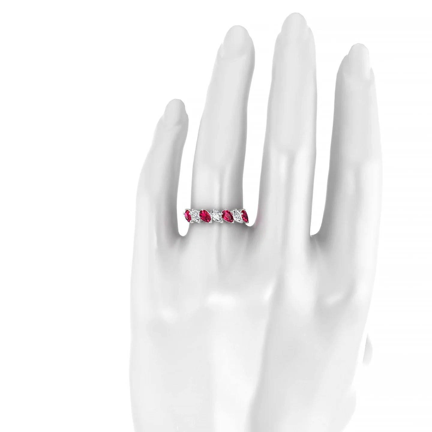 Rain | 18k White Gold 5 x 3 mm Pear Ruby & Diamond Ring