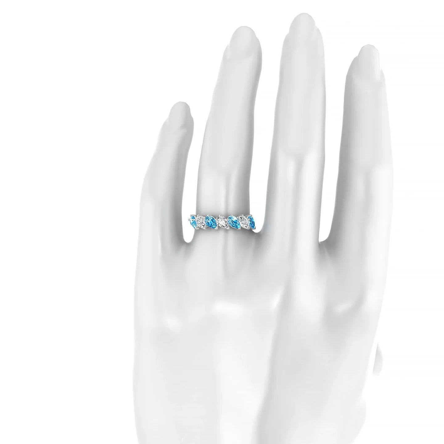 Rain | 18k White Gold 5 x 3 mm Pear Topaz & Diamond Ring