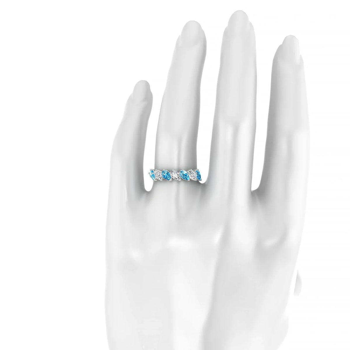 Rain | 18k White Gold 5 x 3 mm Pear Topaz & Diamond Ring