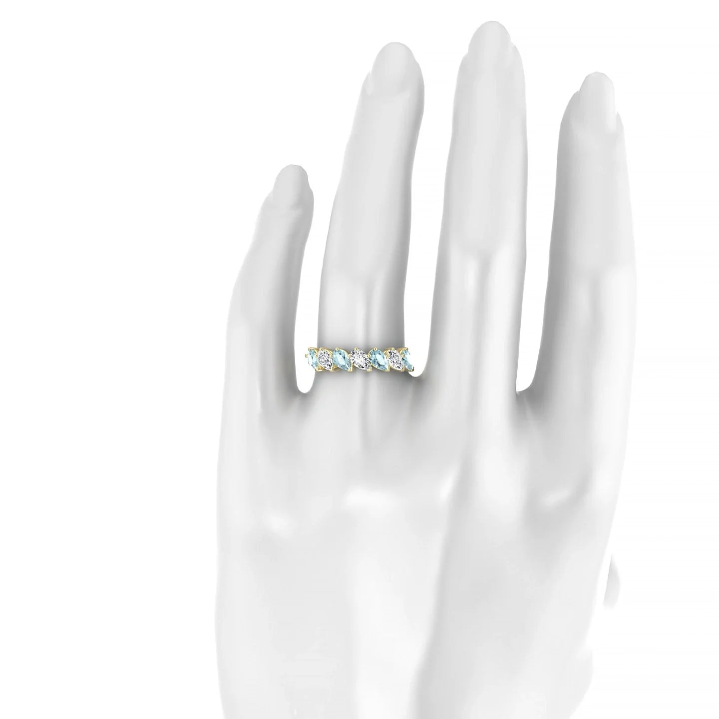 Rain | 18k Yellow Gold 5 x 3 mm Pear Aquamarine & Diamond Ring