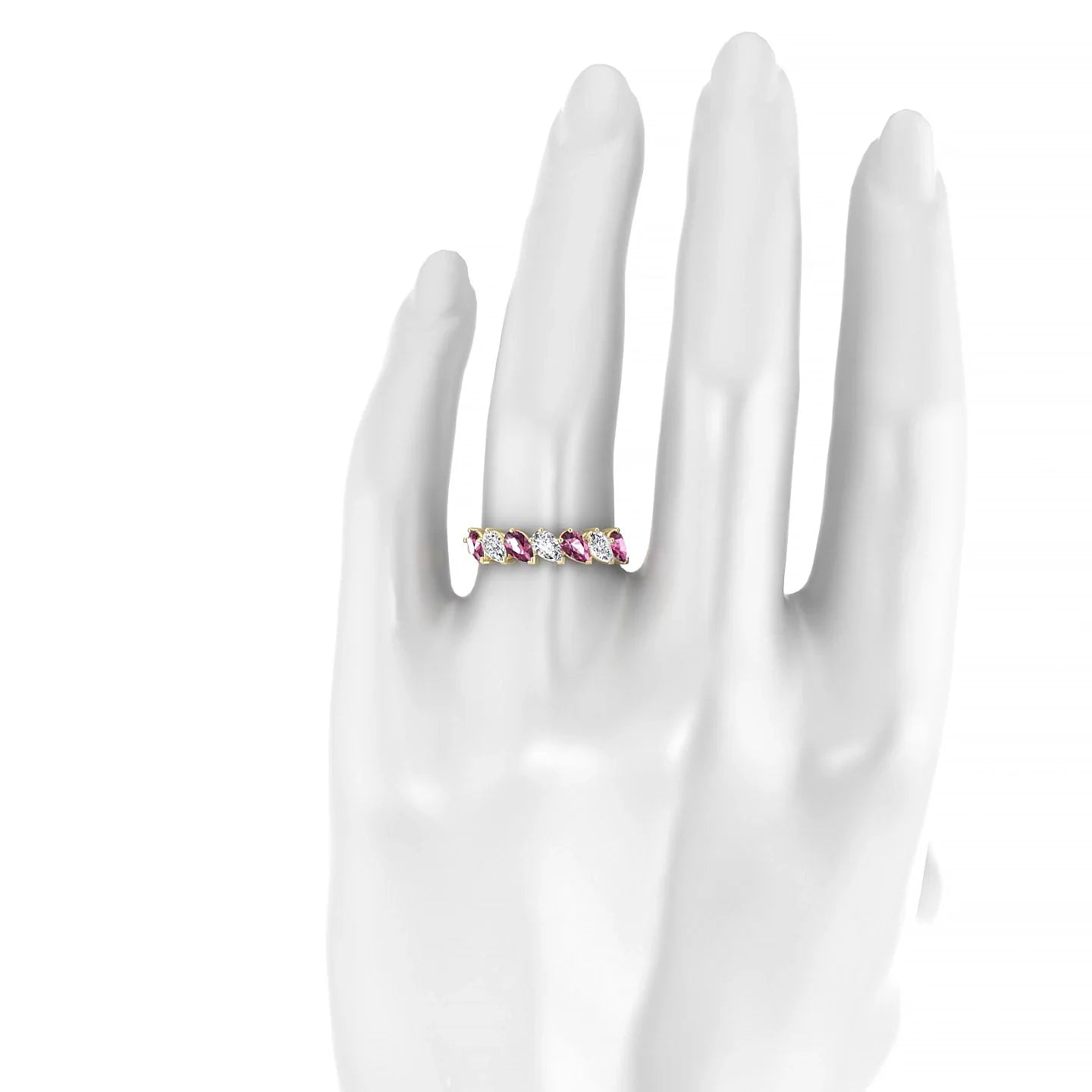 Rain | 18k Yellow Gold 5 x 3 mm Pear Rhodolite & Diamond Ring