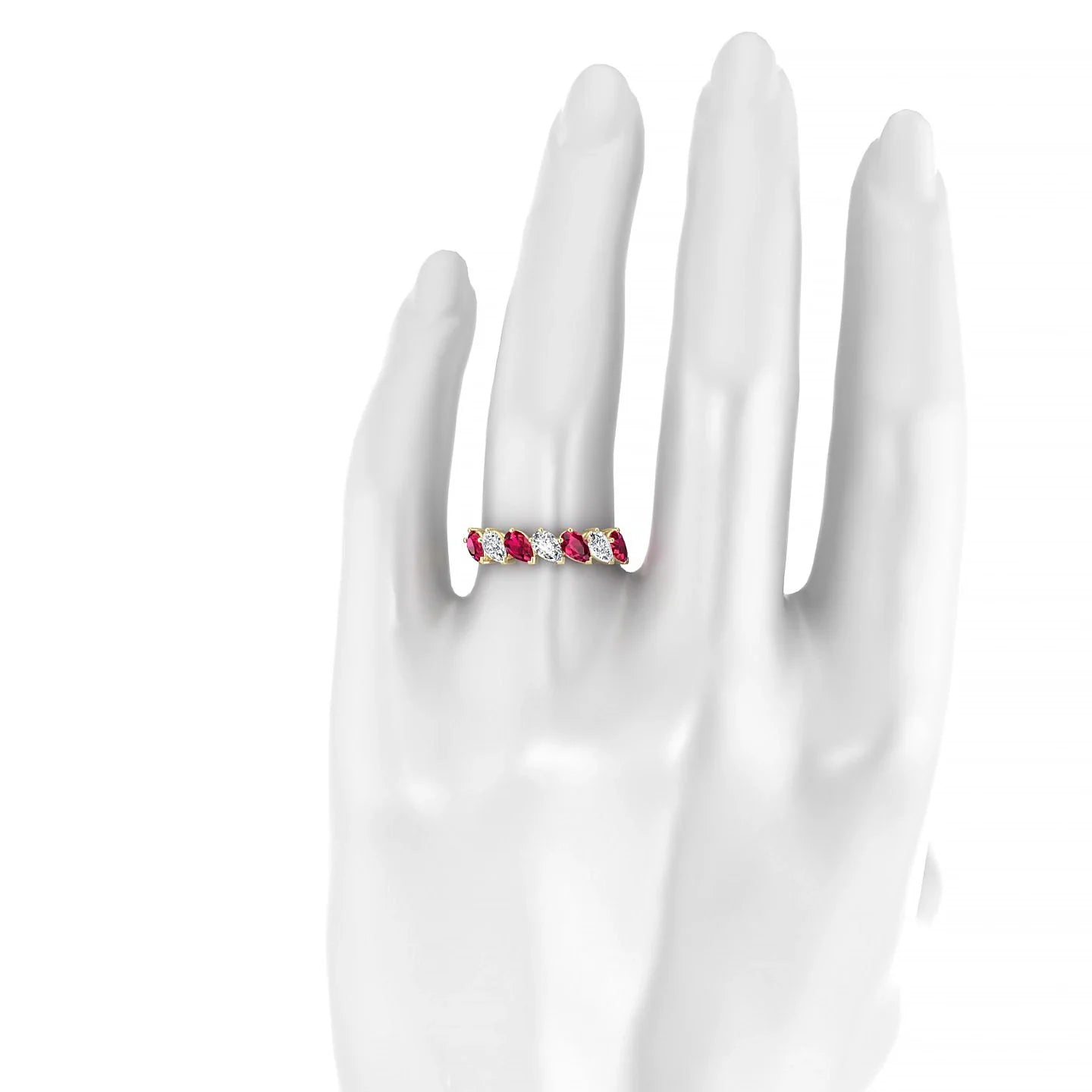 Rain | 18k Yellow Gold 5 x 3 mm Pear Ruby & Diamond Ring