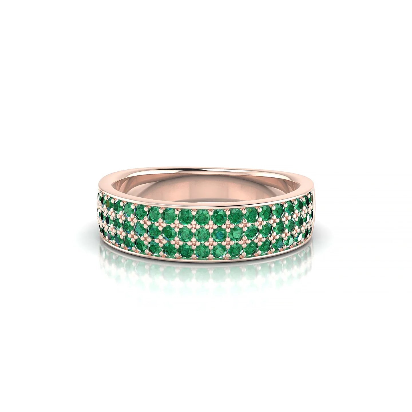 Repose | 18k Rose Gold 1.3 mm Round Emerald Ring