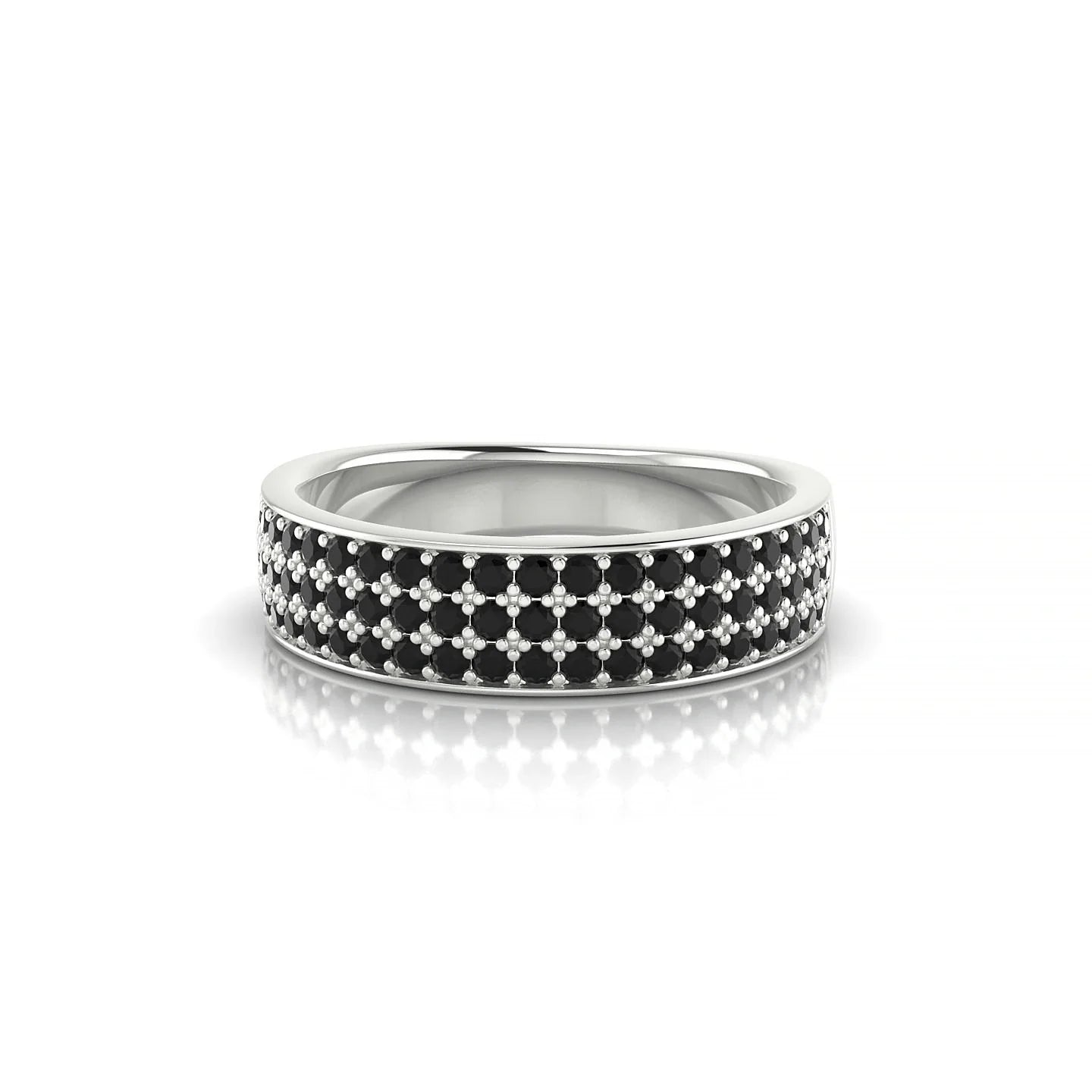 Repose | 18k White Gold 1.3 mm Round Black Diamond Ring