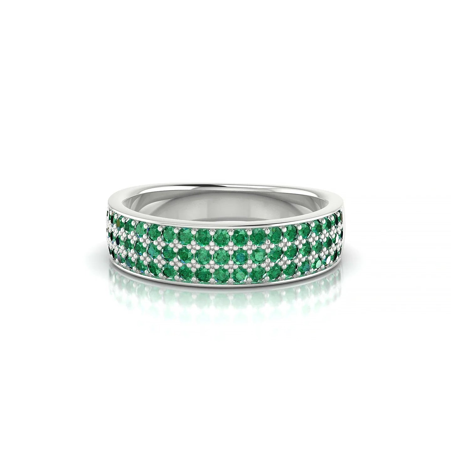 Repose | 18k White Gold 1.3 mm Round Emerald Ring