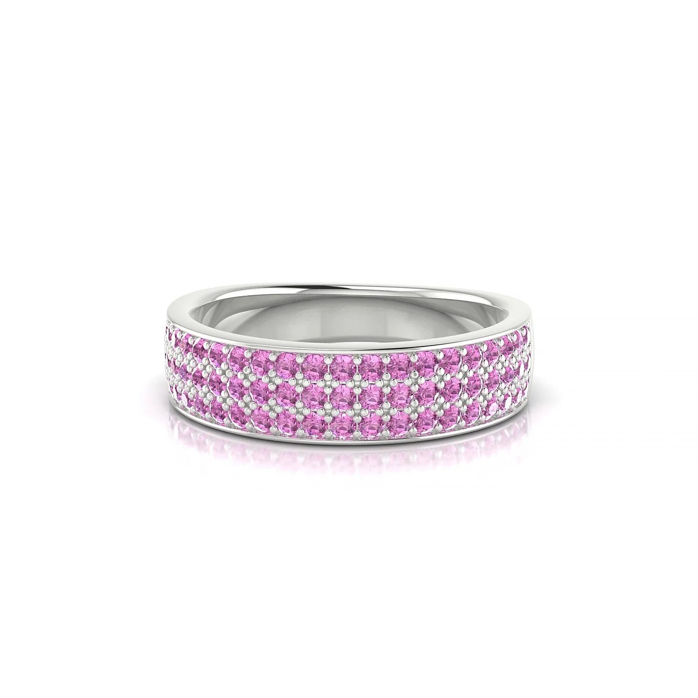 Repose | 18k White Gold 1.3 mm Round Pink Sapphire Ring