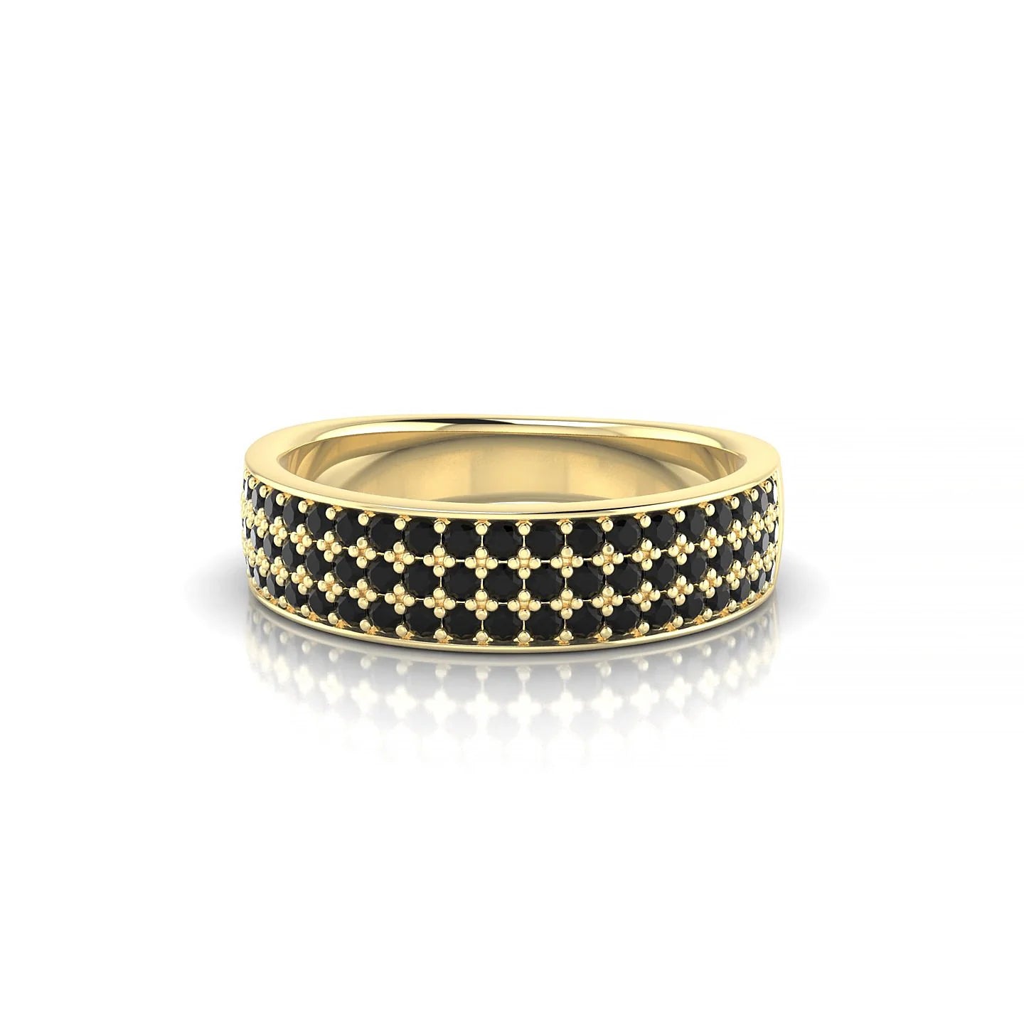 Repose | 18k Yellow Gold 1.3 mm Round Black Diamond Ring