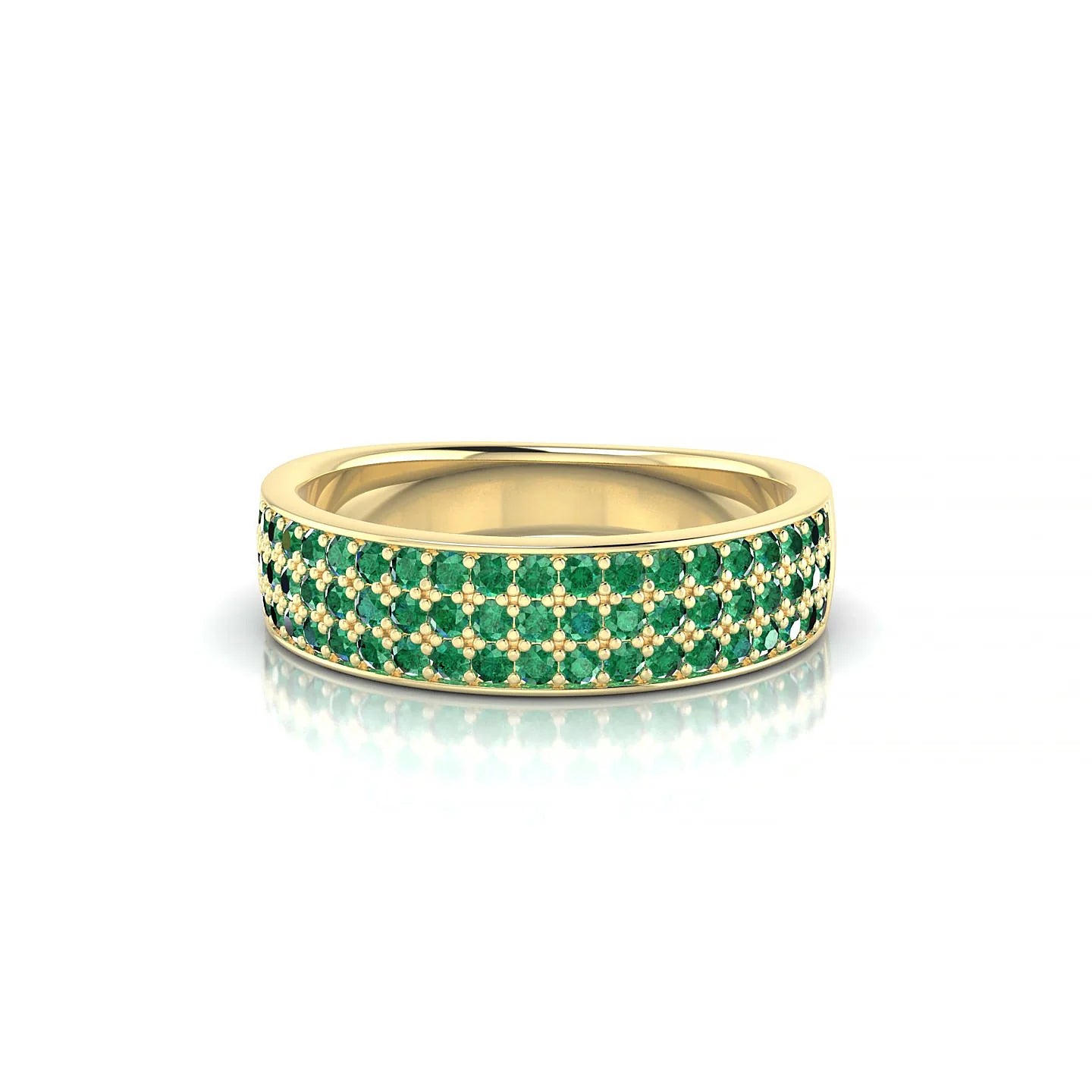 Repose | 18k Yellow Gold 1.3 mm Round Emerald Ring