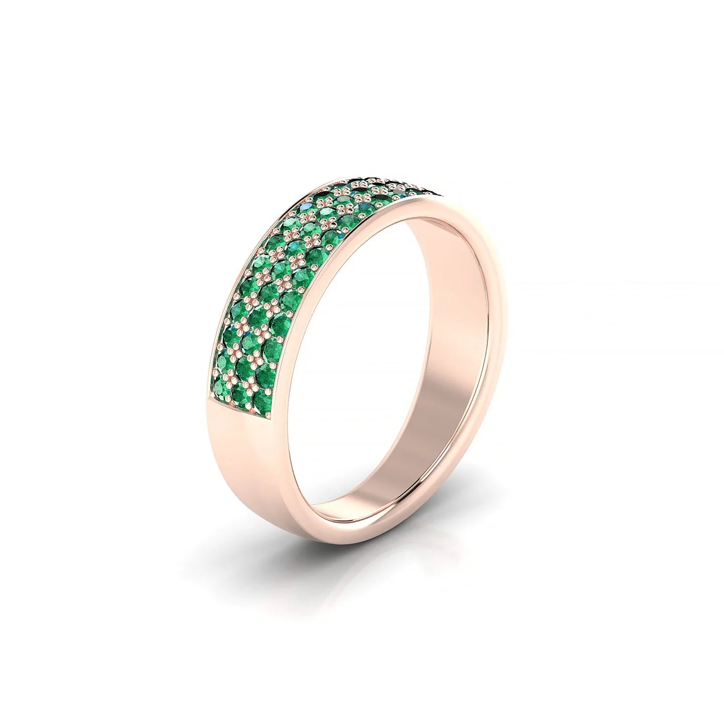 Repose | 18k Rose Gold 1.3 mm Round Emerald Ring