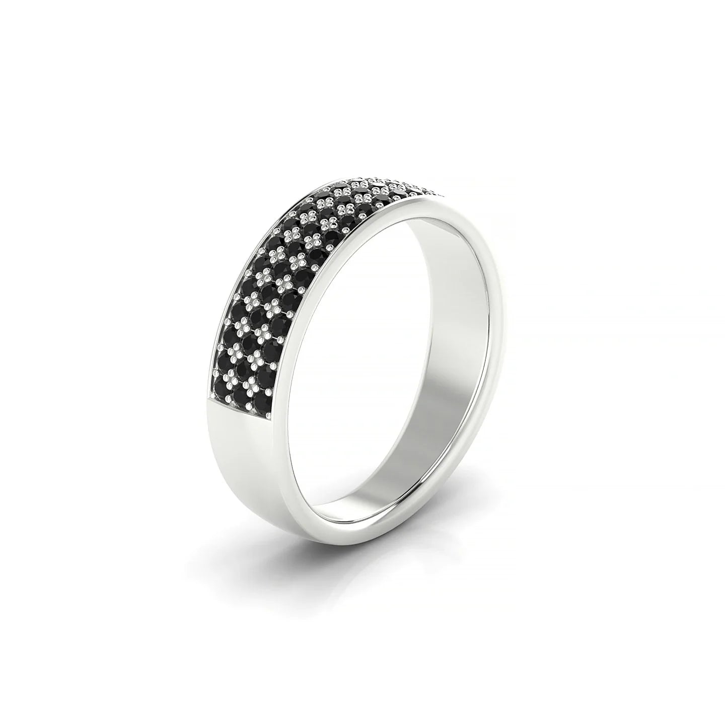 Repose | 18k White Gold 1.3 mm Round Black Diamond Ring