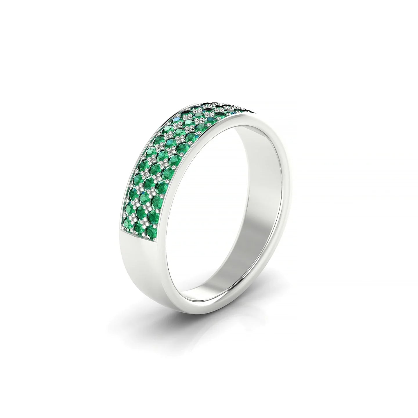 Repose | 18k White Gold 1.3 mm Round Emerald Ring