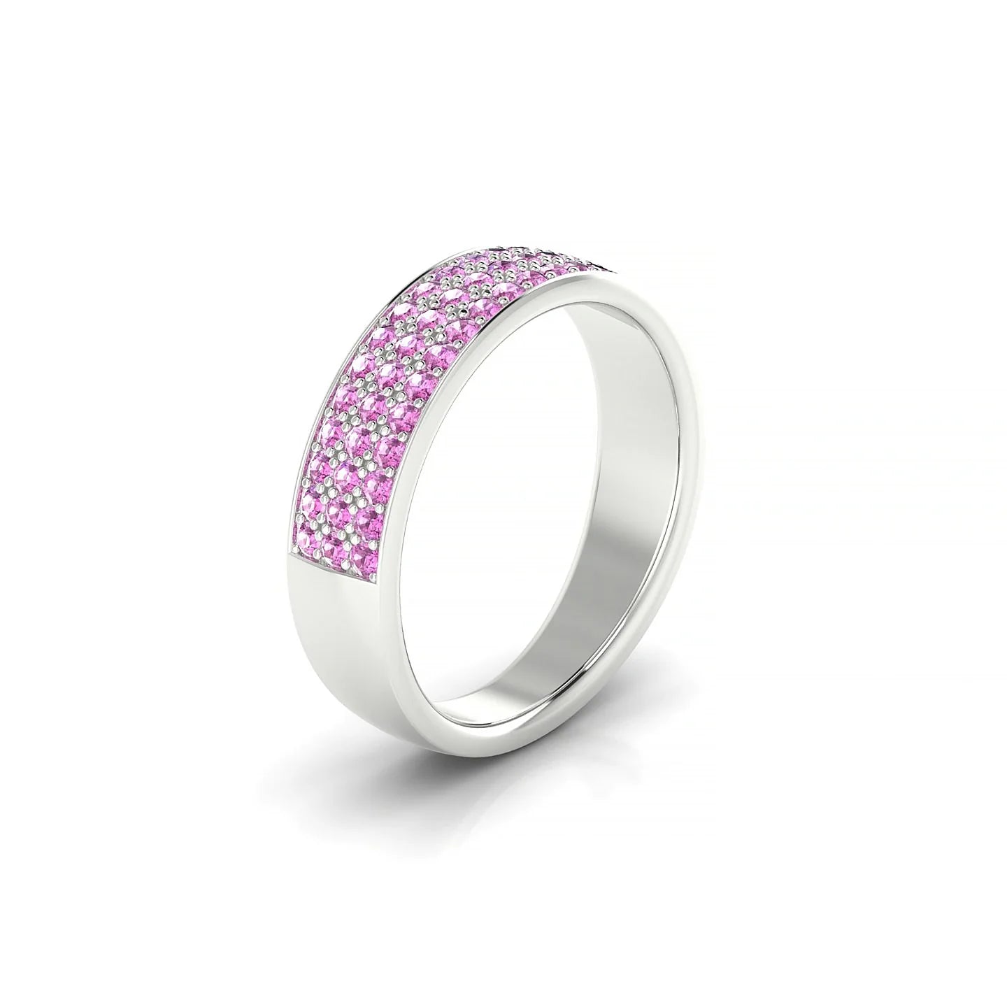 Repose | 18k White Gold 1.3 mm Round Pink Sapphire Ring