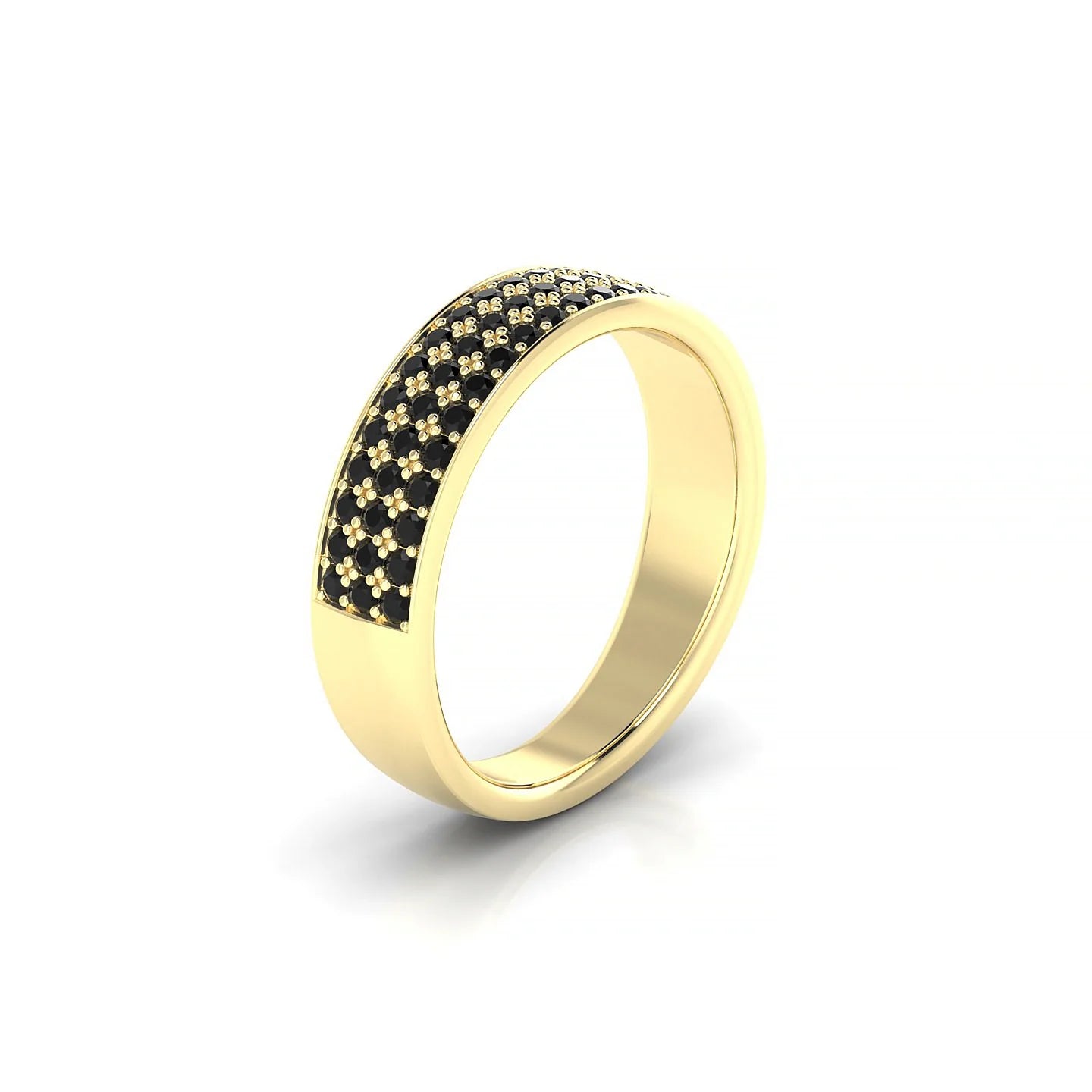 Repose | 18k Yellow Gold 1.3 mm Round Black Diamond Ring