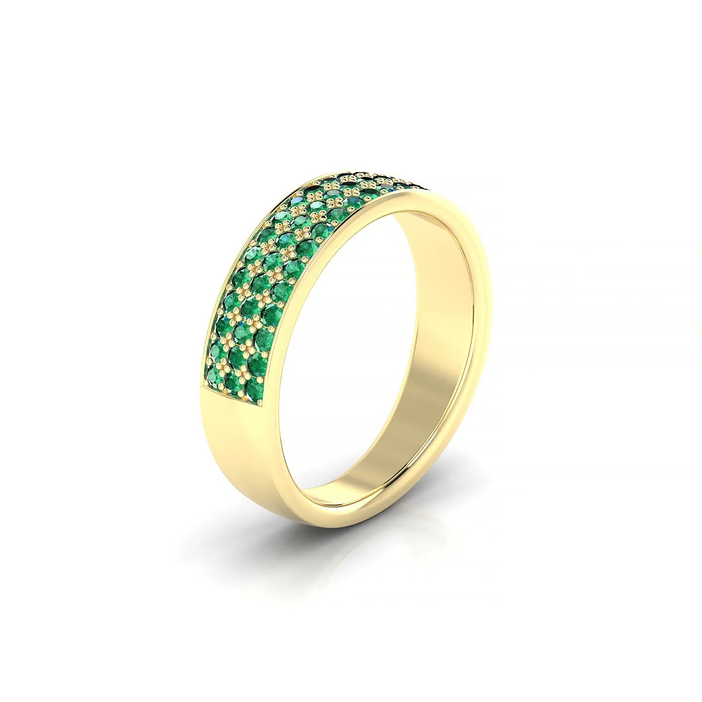 Repose | 18k Yellow Gold 1.3 mm Round Emerald Ring