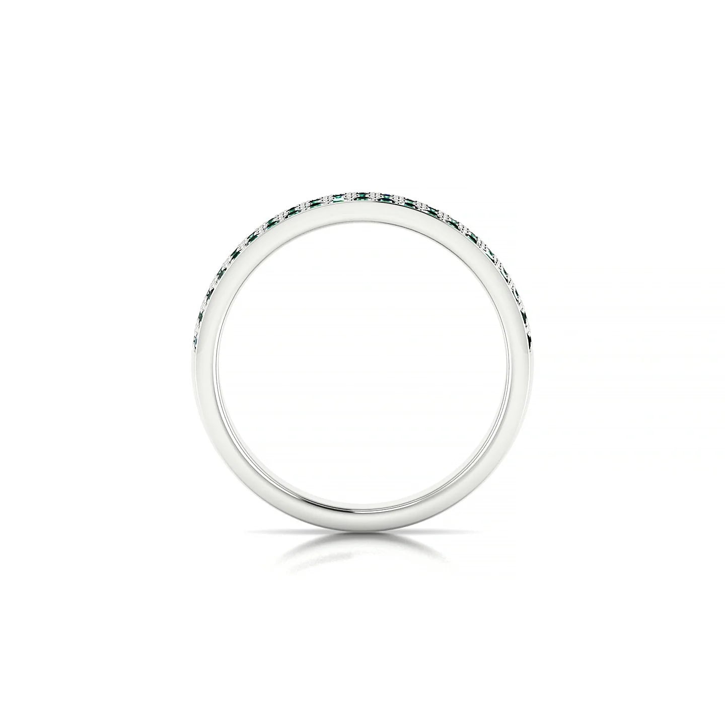 Repose | 18k White Gold 1.3 mm Round Emerald Ring
