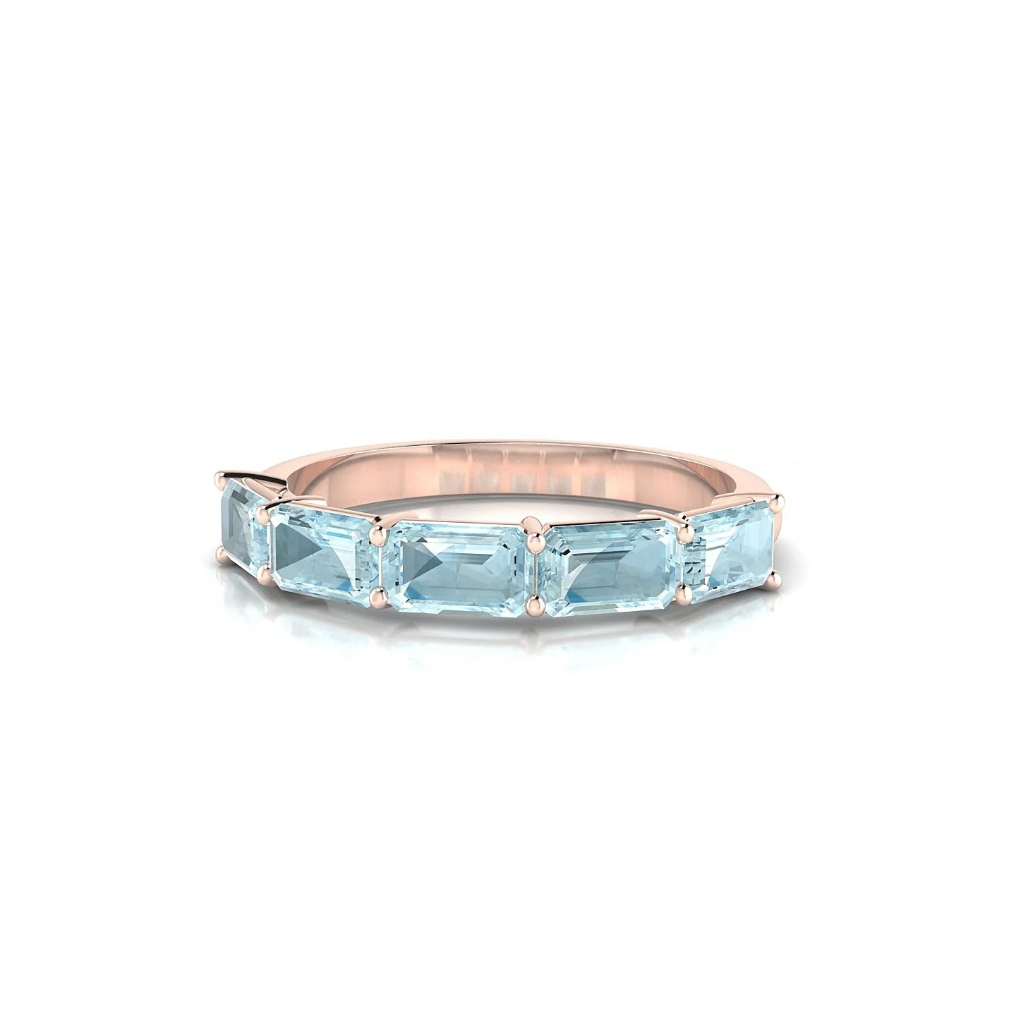 Reverence | 18k Rose Gold 5 x 3 mm Emerald Aquamarine Ring