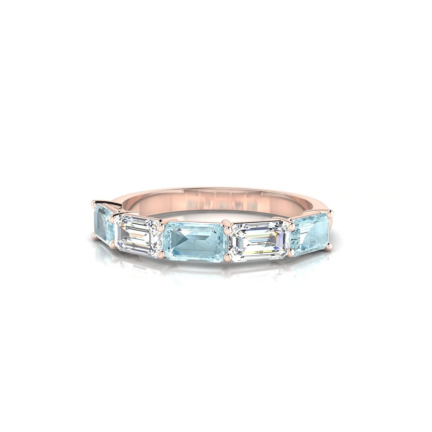 Reverence | 18k Rose Gold 5 x 3 mm Emerald Aquamarine & Diamond Ring
