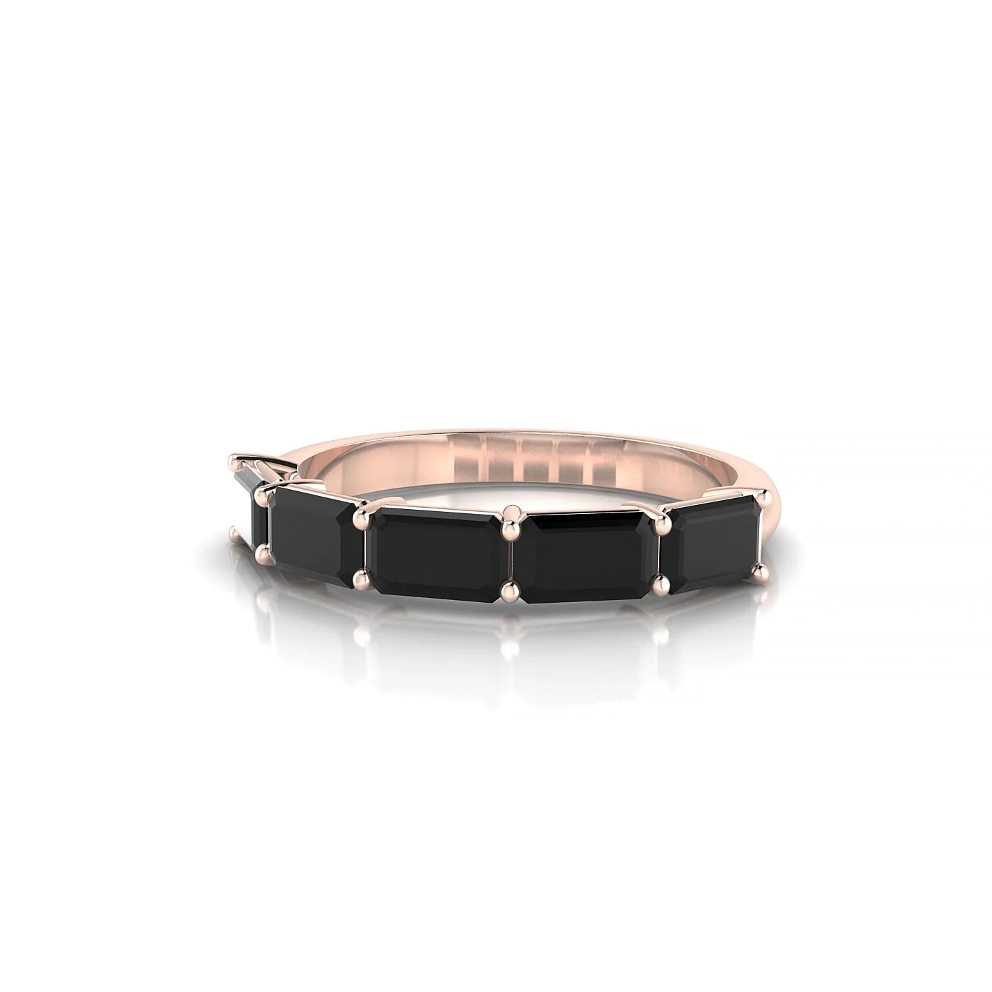 Reverence | 18k Rose Gold 5 x 3 mm Emerald Black Diamond Ring