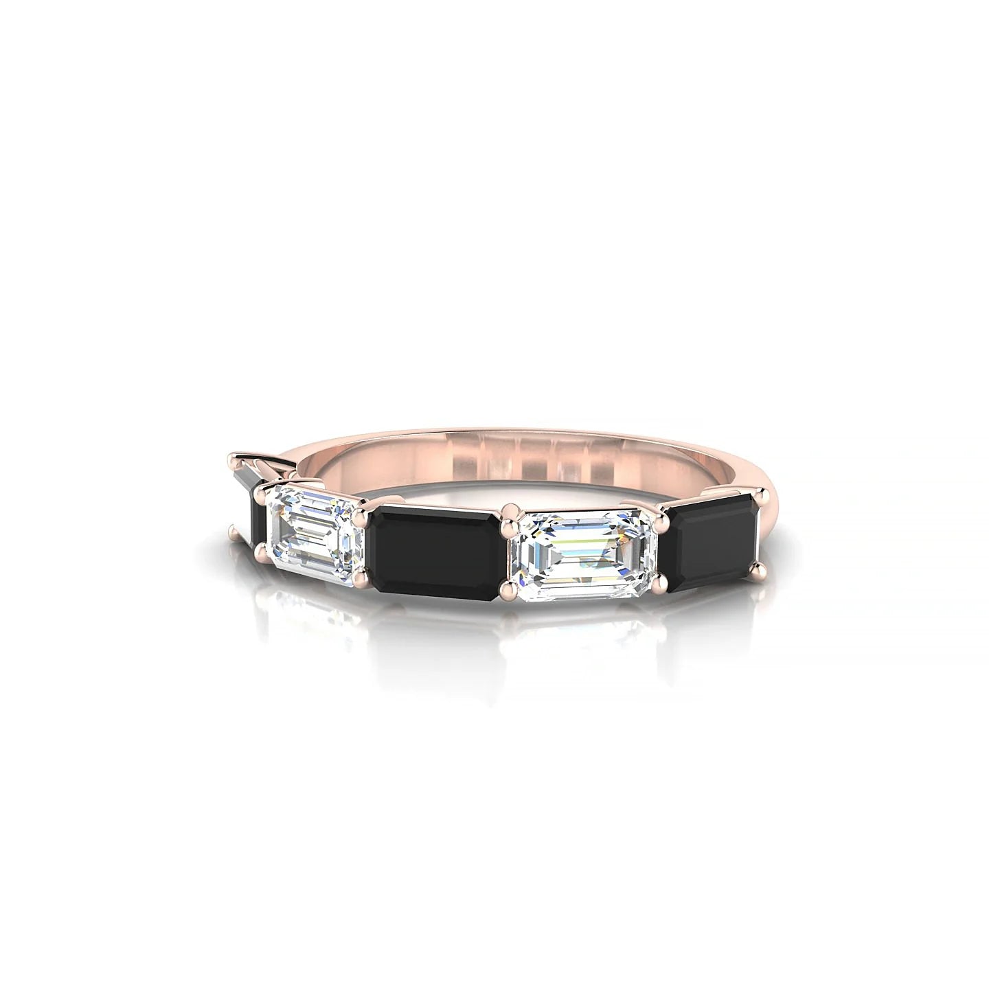 Reverence | 18k Rose Gold 5 x 3 mm Emerald Black Diamond & Diamond Ring