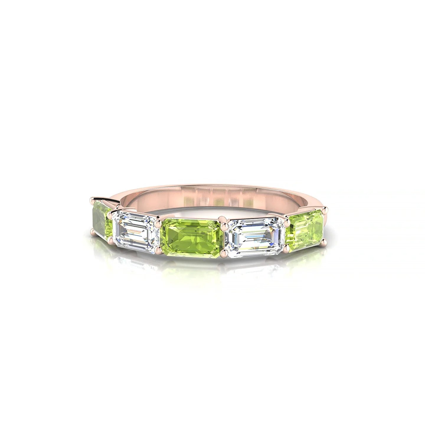 Reverence | 18k Rose Gold 5 x 3 mm Emerald Peridot & Diamond Ring