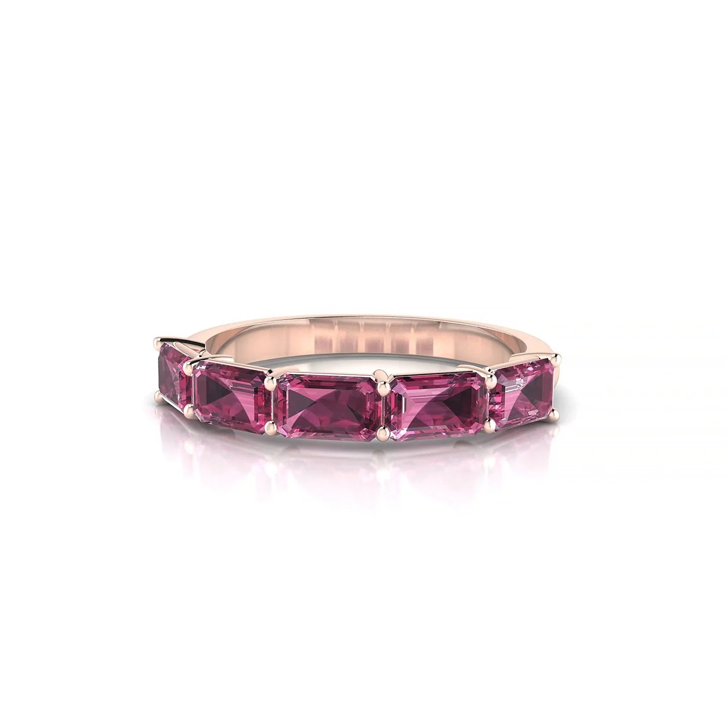 Reverence | 18k Rose Gold 5 x 3 mm Emerald Rhodolite Ring
