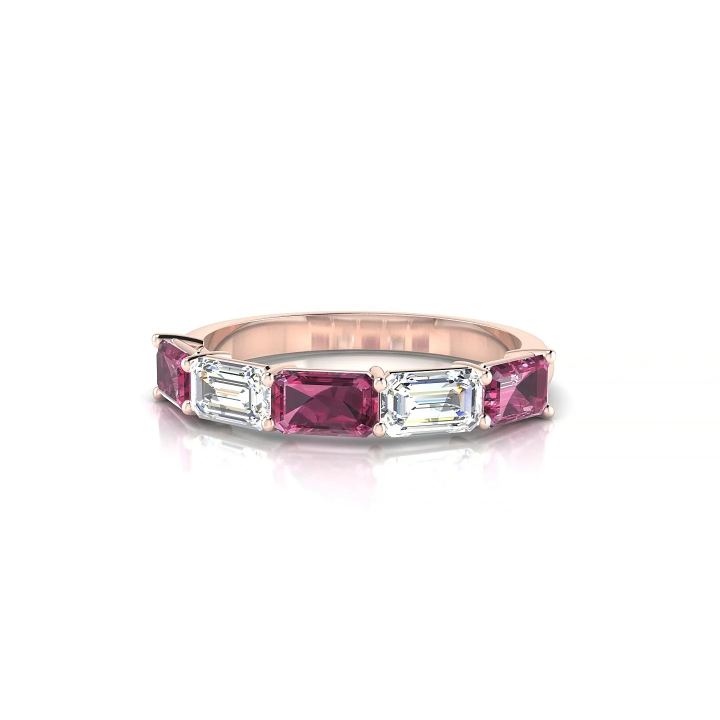 Reverence | 18k Rose Gold 5 x 3 mm Emerald Rhodolite & Diamond Ring
