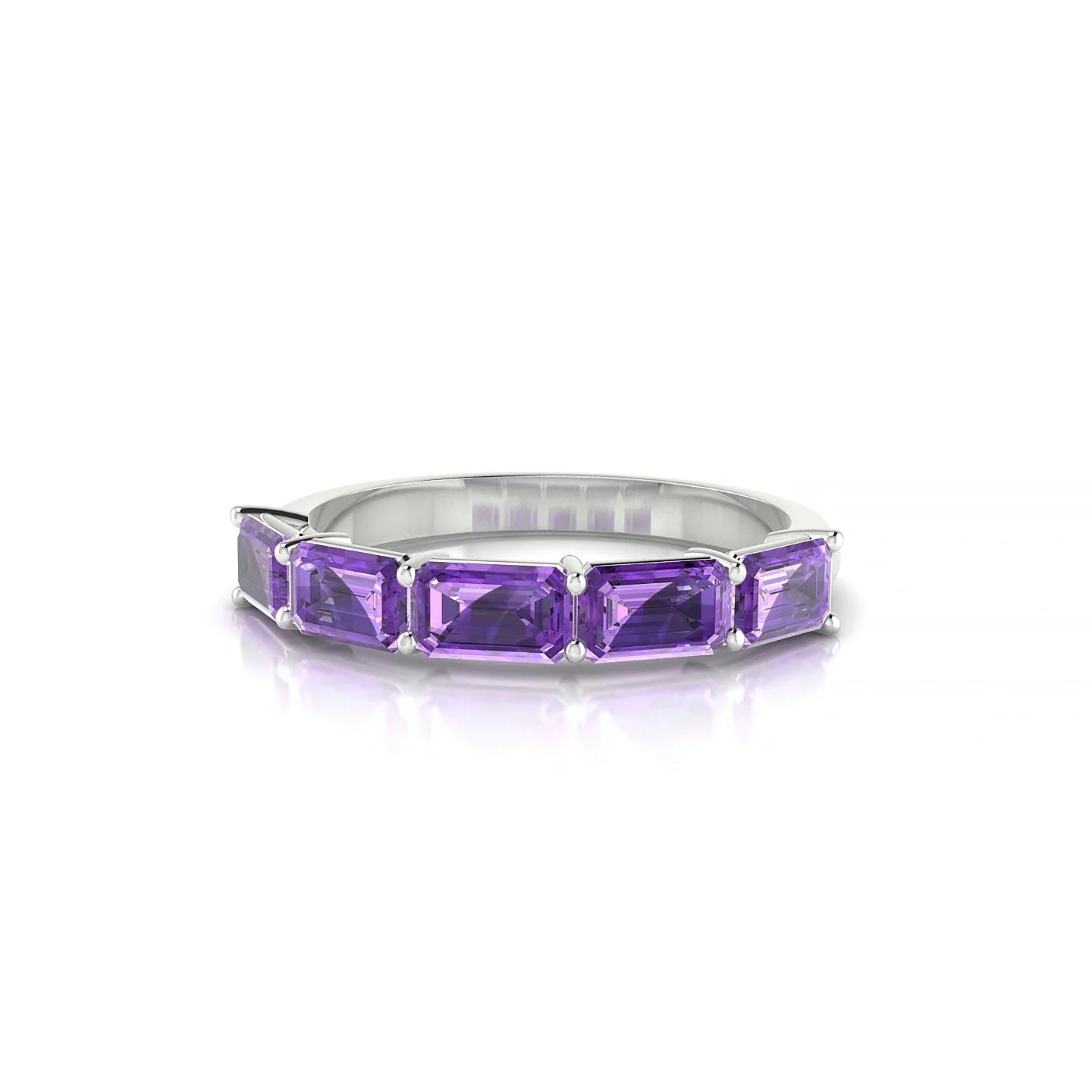 Reverence | 18k White Gold 5 x 3 mm Emerald Amethyst Ring