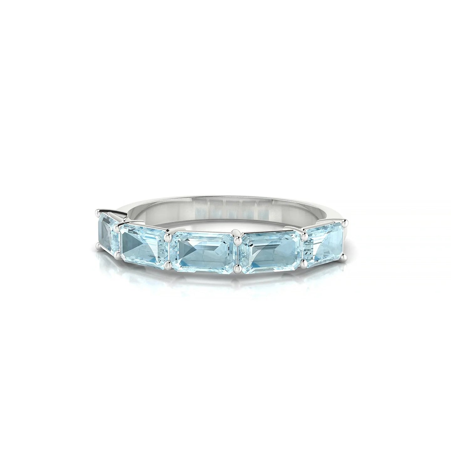 Reverence | 18k White Gold 5 x 3 mm Emerald Aquamarine Ring