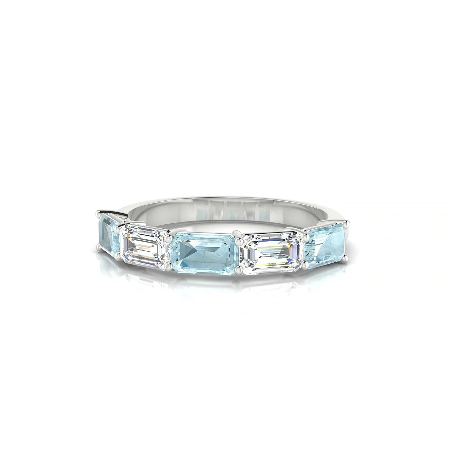 Reverence | 18k White Gold 5 x 3 mm Emerald Aquamarine & Diamond Ring