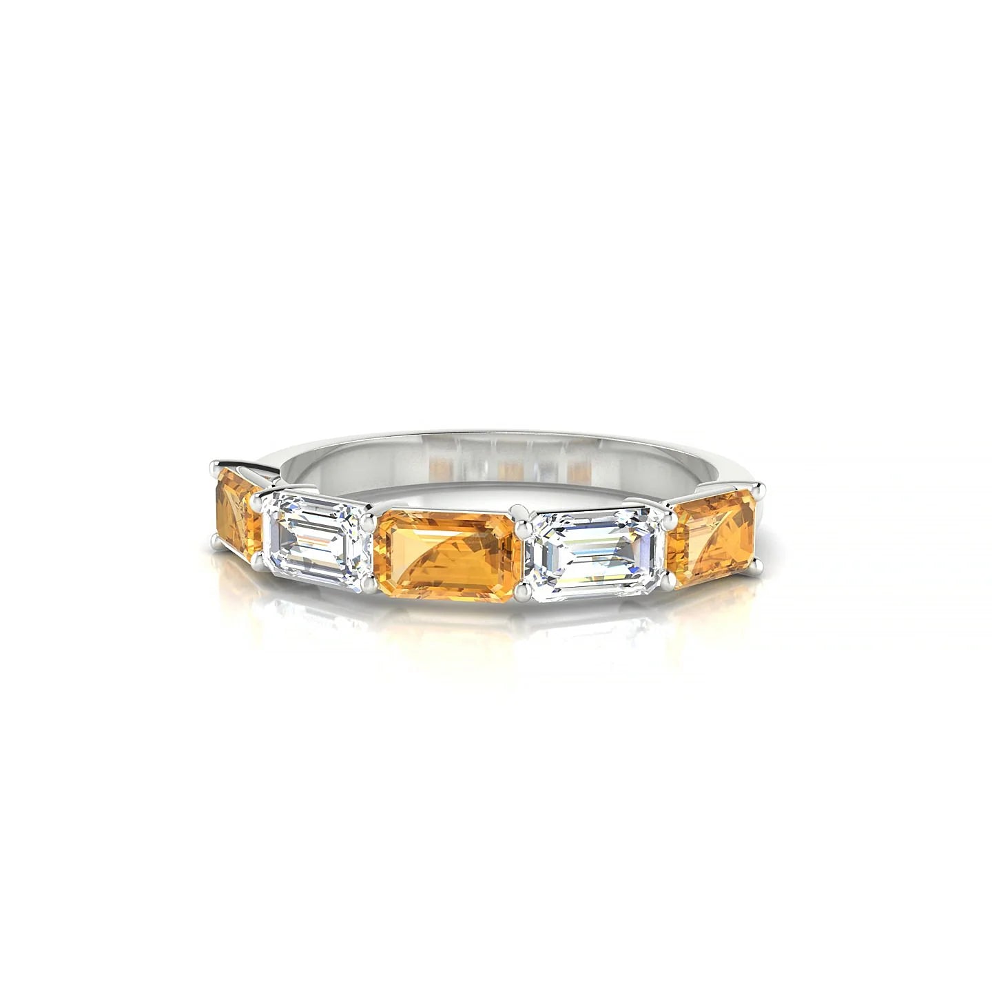 Reverence | 18k White Gold 5 x 3 mm Emerald Citrine & Diamond Ring