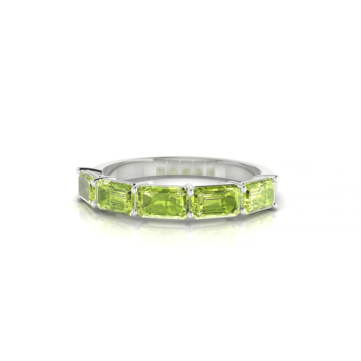 Reverence | 18k White Gold 5 x 3 mm Emerald Peridot Ring