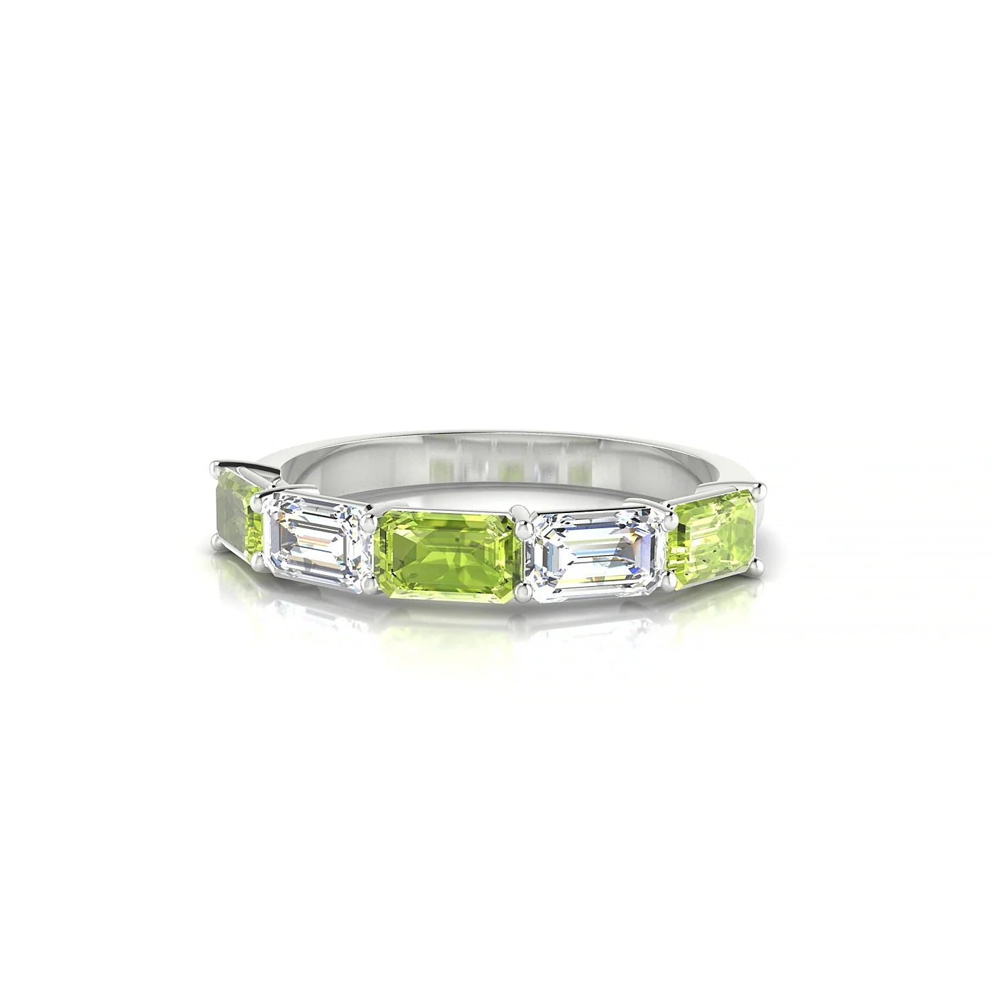 Reverence | 18k White Gold 5 x 3 mm Emerald Peridot & Diamond Ring