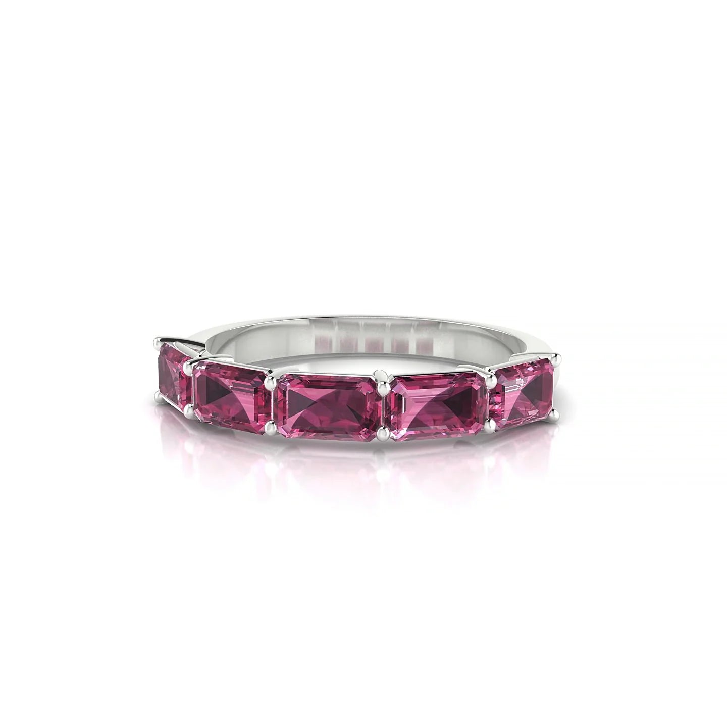Reverence | 18k White Gold 5 x 3 mm Emerald Rhodolite Ring