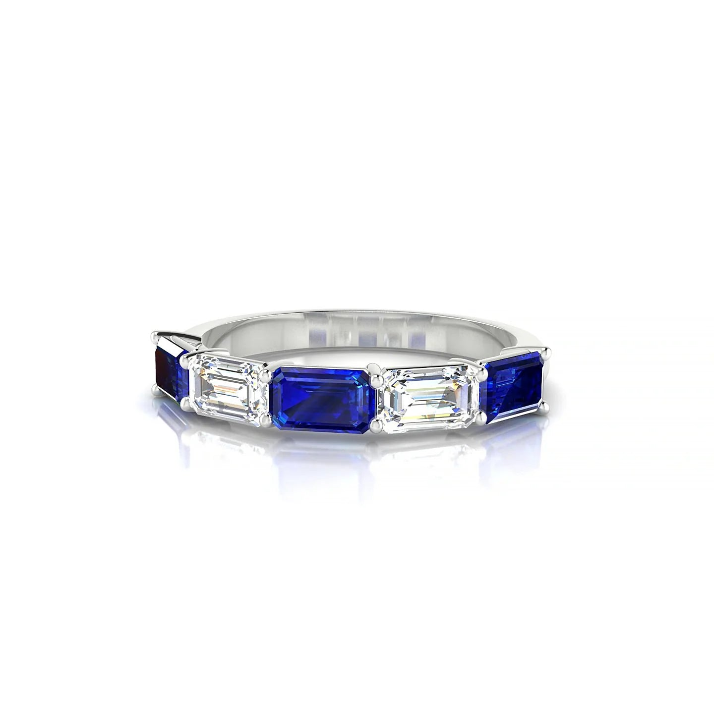 Reverence | 18k White Gold 5 x 3 mm Emerald Sapphire & Diamond Ring