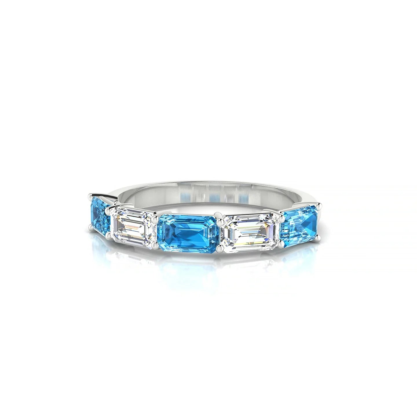 Reverence | 18k White Gold 5 x 3 mm Emerald Topaz & Diamond Ring
