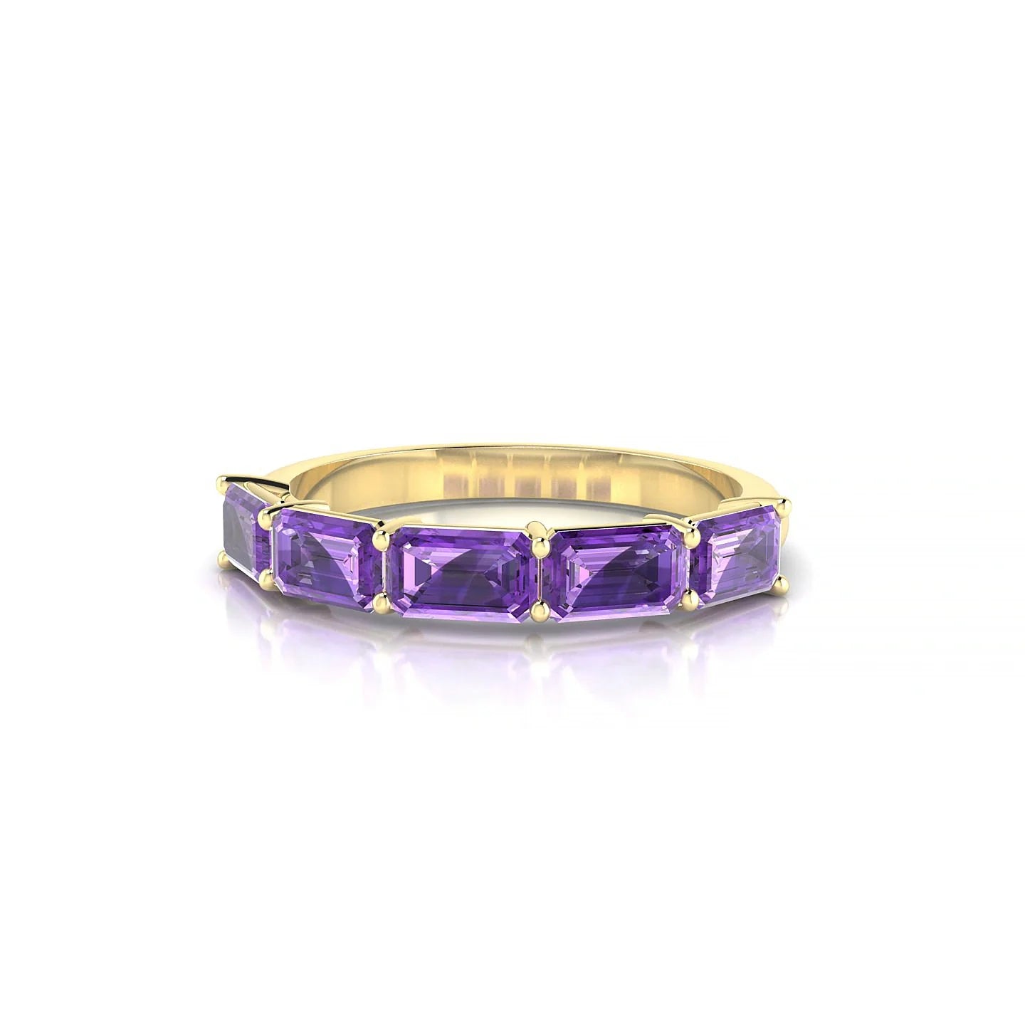 Reverence | 18k Yellow Gold 5 x 3 mm Emerald Amethyst Ring