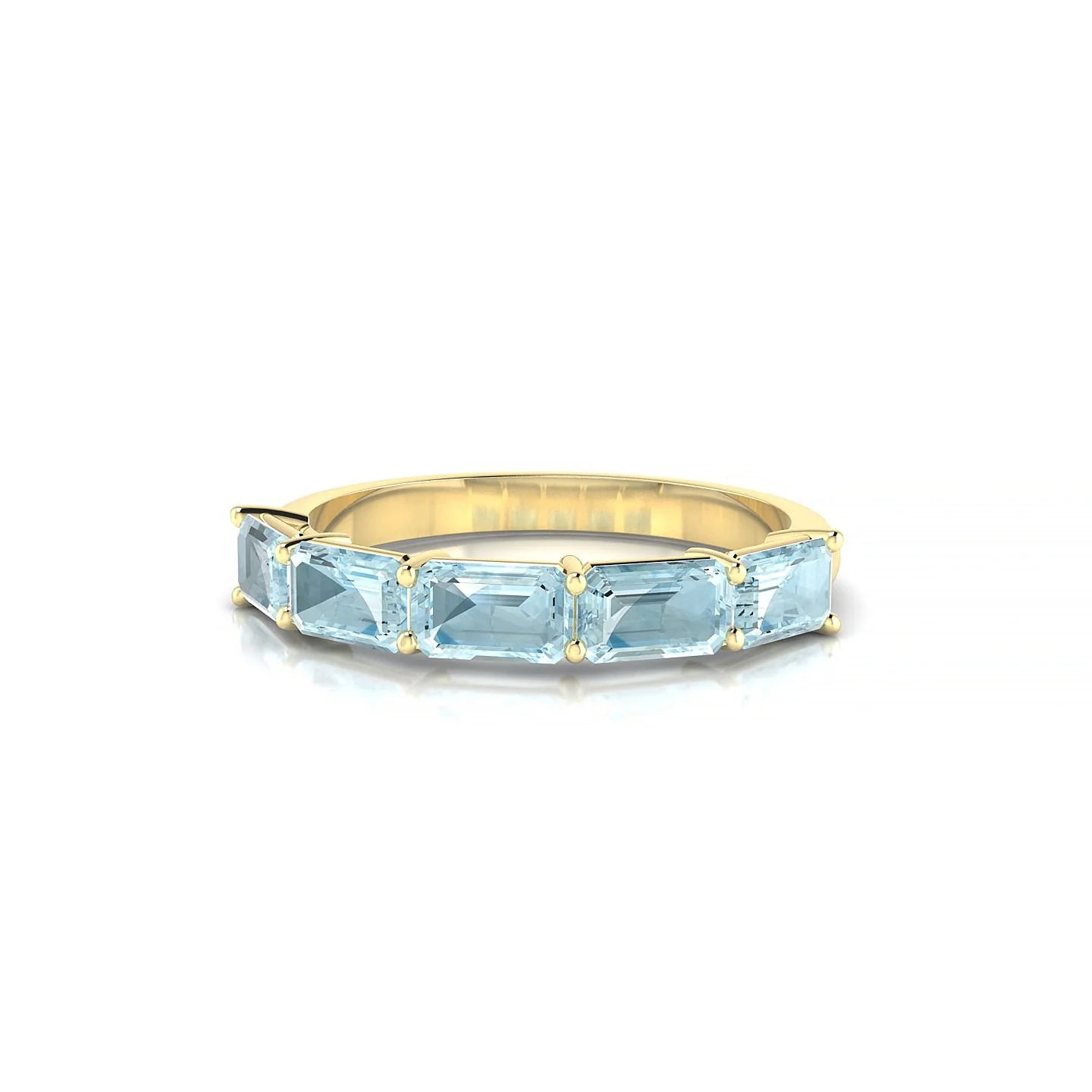 Reverence | 18k Yellow Gold 5 x 3 mm Emerald Aquamarine Ring