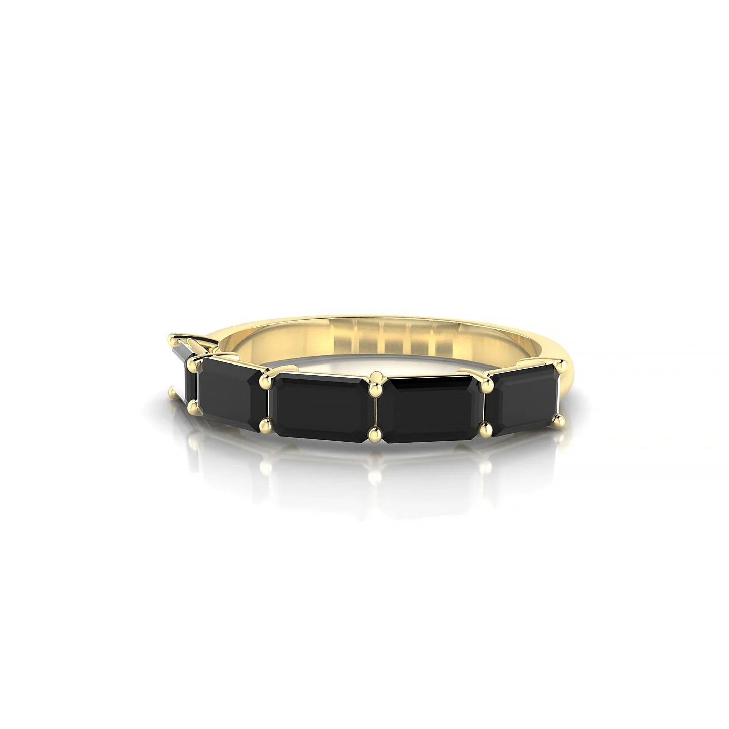 Reverence | 18k Yellow Gold 5 x 3 mm Emerald Black Diamond Ring