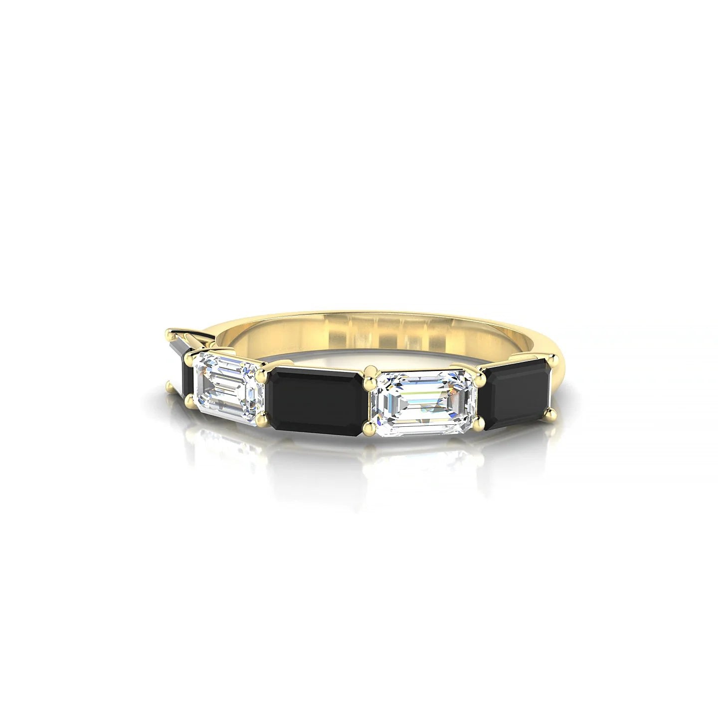 Reverence | 18k Yellow Gold 5 x 3 mm Emerald Black Diamond & Diamond Ring