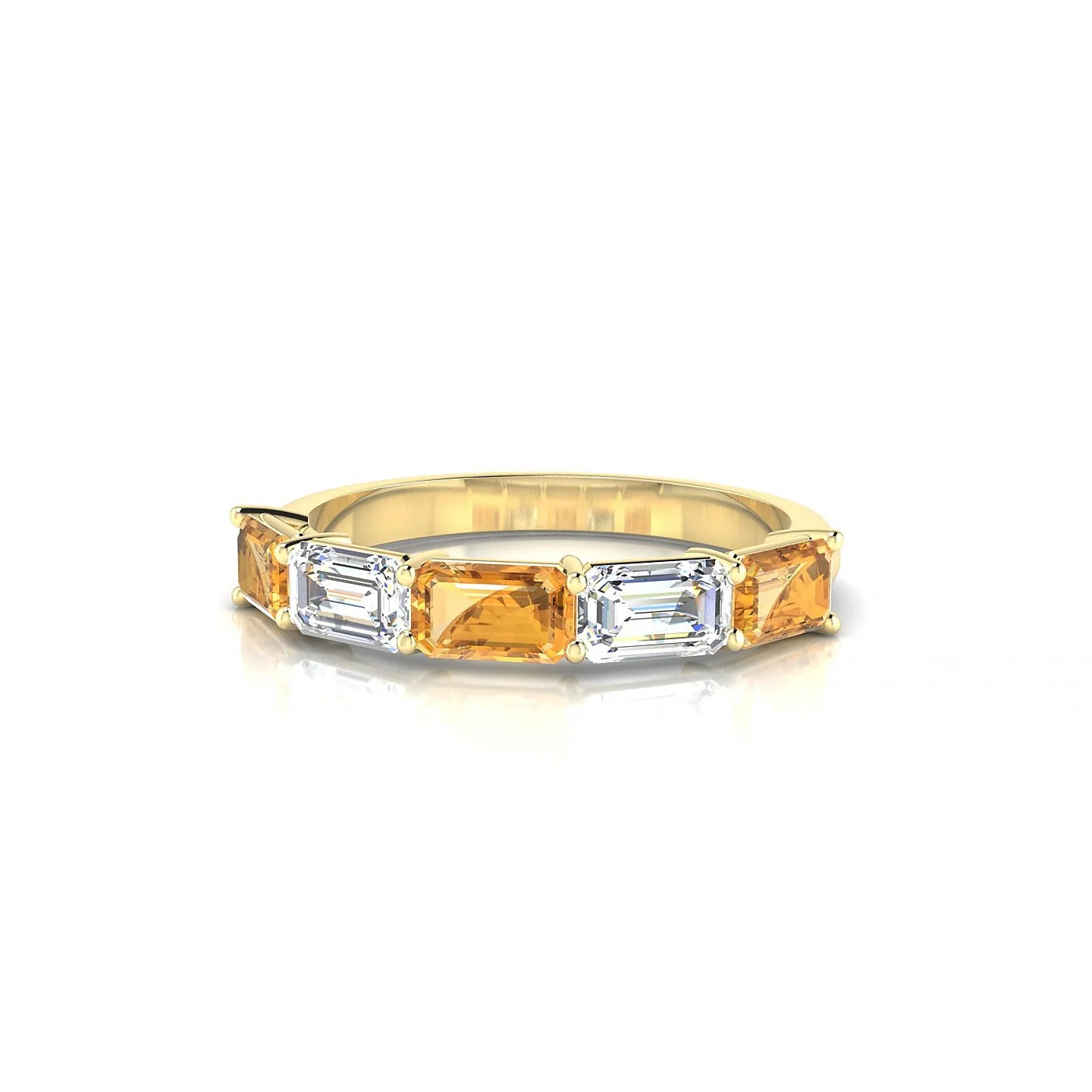 Reverence | 18k Yellow Gold 5 x 3 mm Emerald Citrine & Diamond Ring