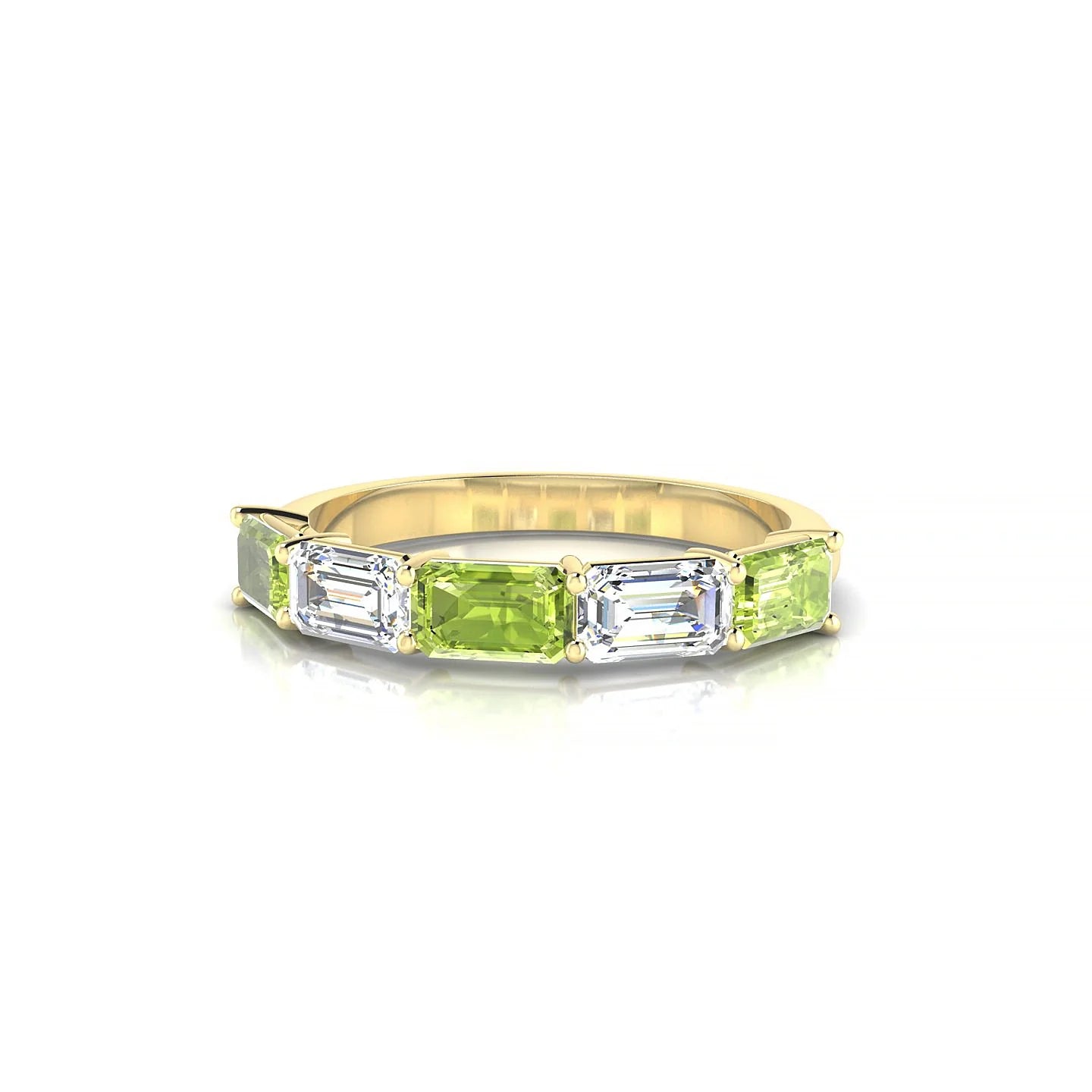 Reverence | 18k Yellow Gold 5 x 3 mm Emerald Peridot & Diamond Ring