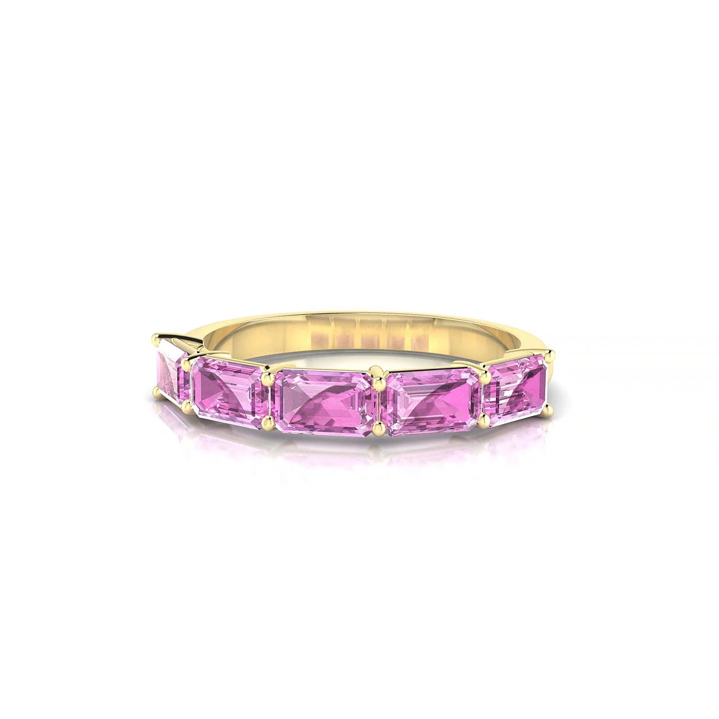 Reverence | 18k Yellow Gold 5 x 3 mm Emerald Pink Sapphire Ring