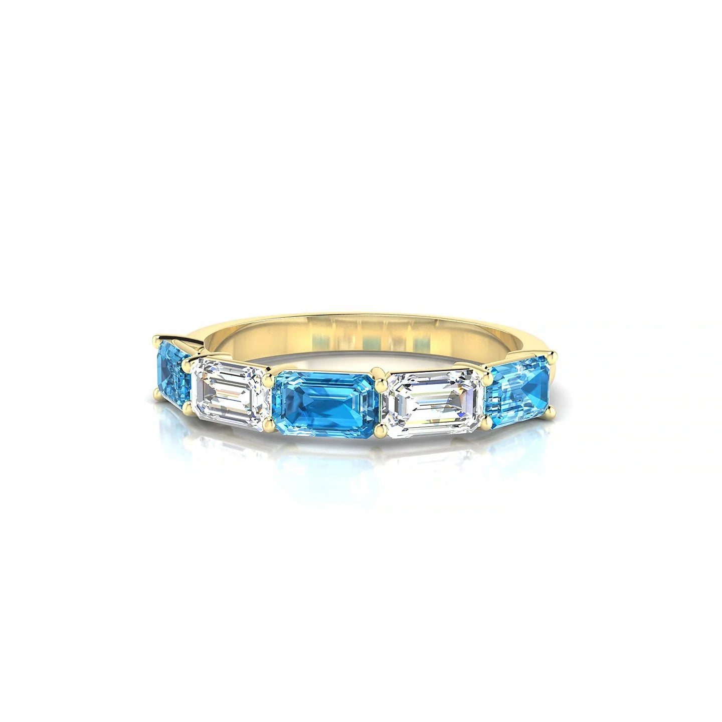 Reverence | 18k Yellow Gold 5 x 3 mm Emerald Topaz & Diamond Ring