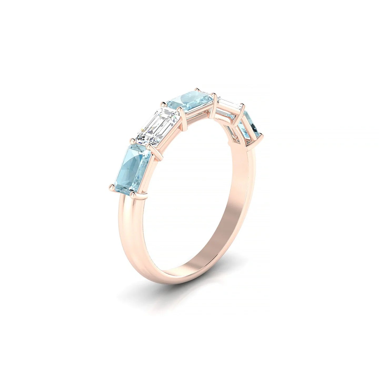 Reverence | 18k Rose Gold 5 x 3 mm Emerald Aquamarine & Diamond Ring