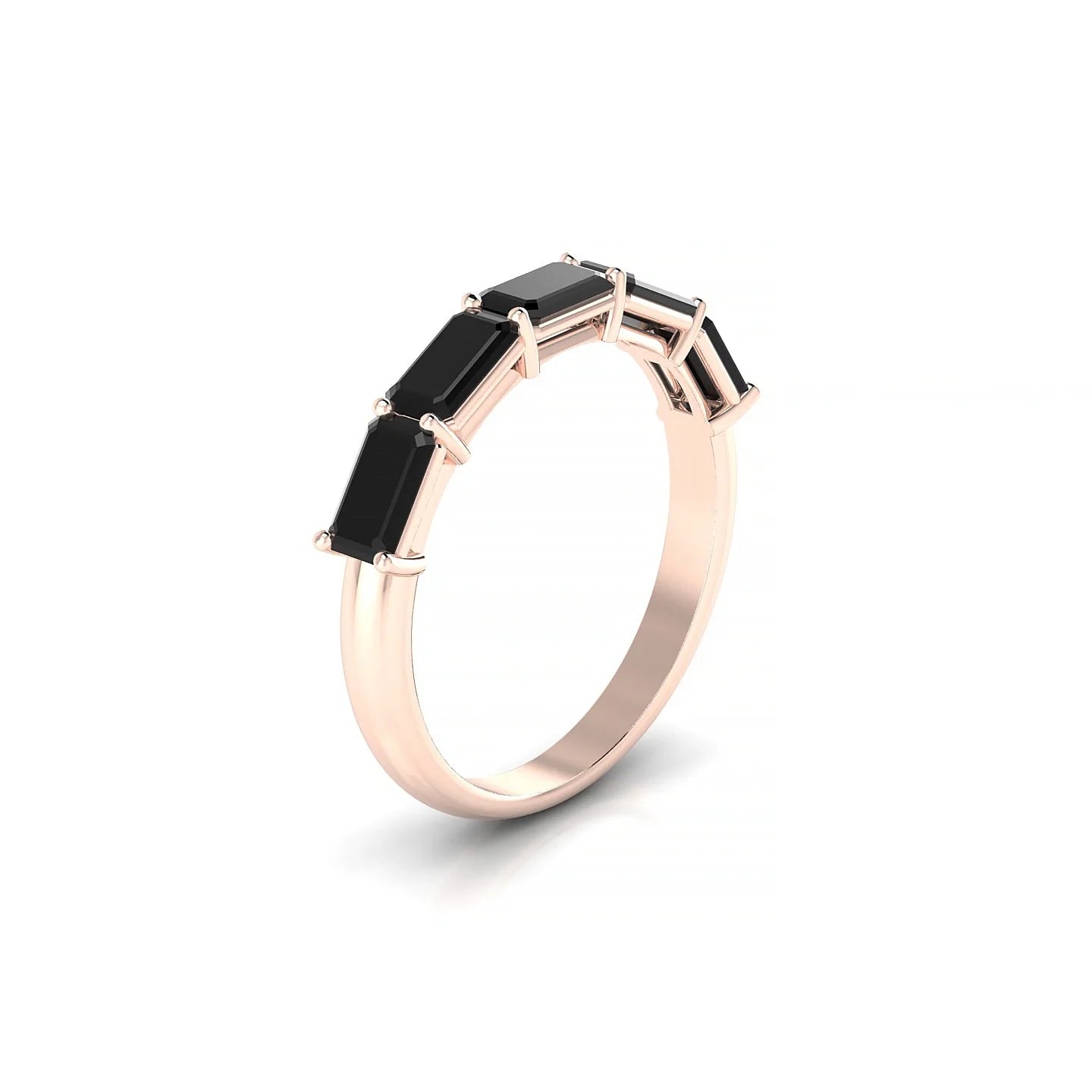 Reverence | 18k Rose Gold 5 x 3 mm Emerald Black Diamond Ring