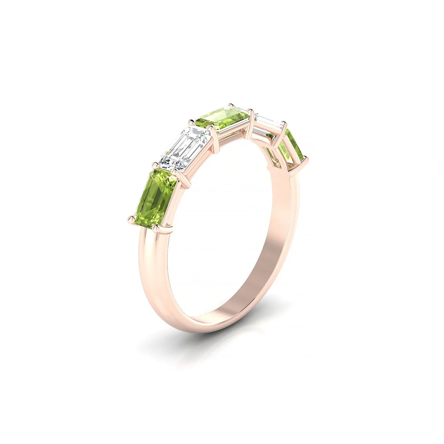 Reverence | 18k Rose Gold 5 x 3 mm Emerald Peridot & Diamond Ring