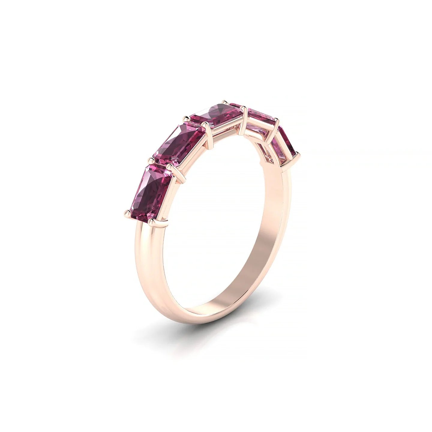 Reverence | 18k Rose Gold 5 x 3 mm Emerald Rhodolite Ring