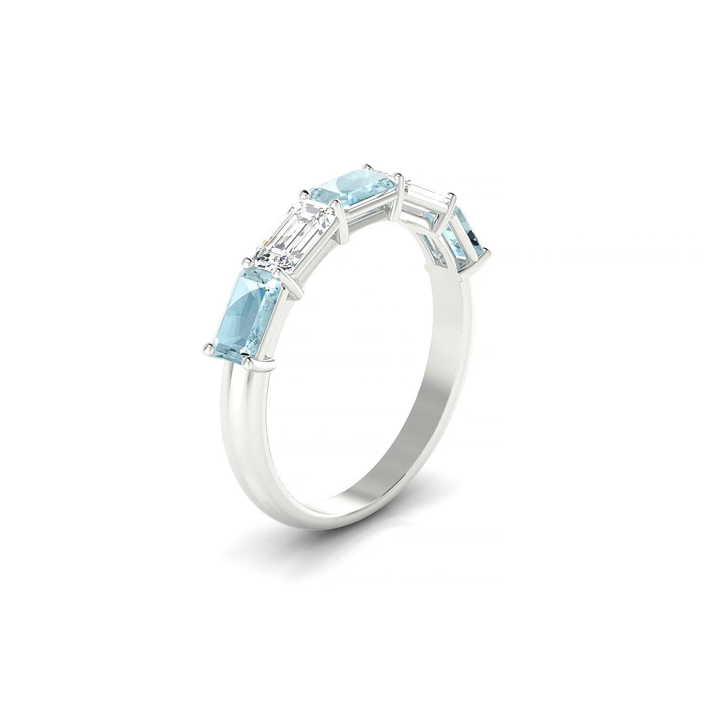 Reverence | 18k White Gold 5 x 3 mm Emerald Aquamarine & Diamond Ring