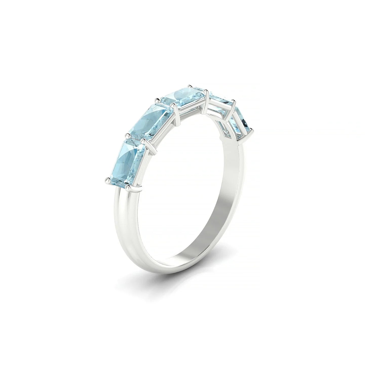 Reverence | 18k White Gold 5 x 3 mm Emerald Aquamarine Ring